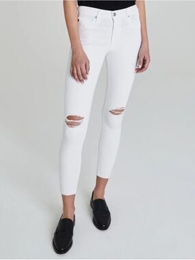 AG Adriano Goldschmied Farrah Skinny Ankle White High-Rise Distressed Size 27R
